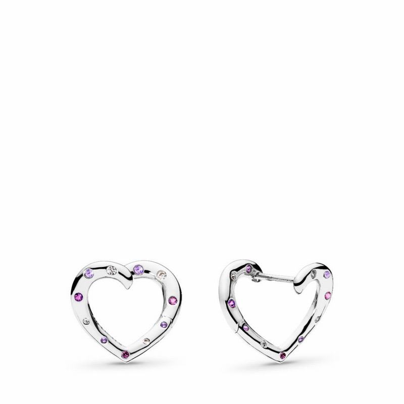 Pandora Australia Bright Hearts Hoop Earrings - Sterling Silver | BFYXOU640